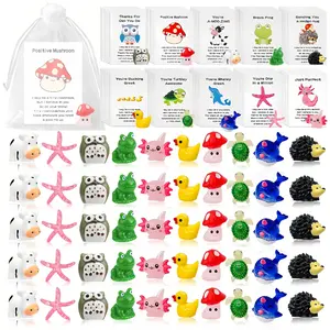 50pcs coworkers employee gifts  With Cards ,Staff Gift,Motivational Theme Employee Appreciation Gifts, Resin Ducks, Stars, Owl Figurines, Colleague Gift Bags, Teacher Appreciation ,Animal Pun whale turtle