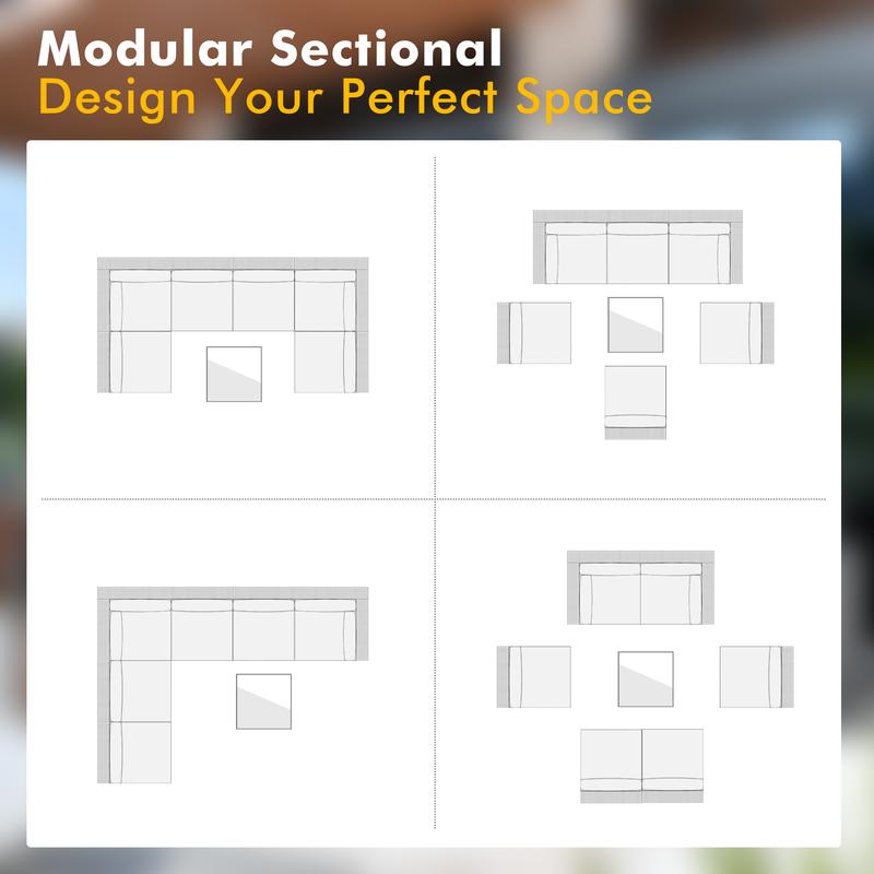 【3 Packages Shipping】Ovios Outdoor 7 Piece Coversation Set with Coffee Table,Sectional Patio Furniture Set with All-Weather Wicker Sofa,Modern Outside Couch for Balcony Backyard Pool