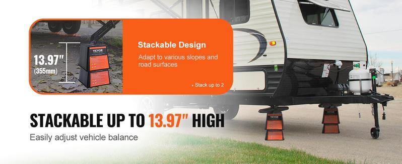 VEVOR Trailer Jack Block, TikTokShopBlackFriday, 6000 lbs Capacity per RV Leveling Block, High-quality Polypropylene RV Camper Stabilizer Blocks, RV Travel Accessories Use for Any Tongue Jack, Post, Foot, 5th Wheels, 4-Pack VEVOR Trailer Jack Block, TikTokShopBlackFriday, 6000 lbs Capacity per RV Leveling Block, High-quality Polypropylene RV Camper Stabilizer Blocks, RV Travel Accessories Use for Any Tongue Jack, Post, Foot, 5th Wheels, 4-Pack