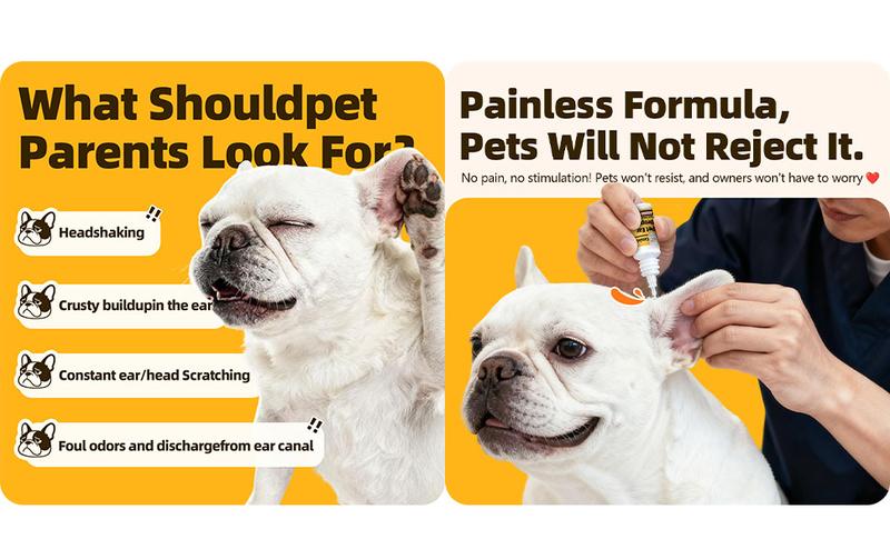 Cassiel Pet Ear Cleaner Ear Drops for Dogs&Cats Ear InfectionEar Mites Treatment for Cats&Dogs ltchyEar Dog Ear Infection Treatment Puppy Cleaner
