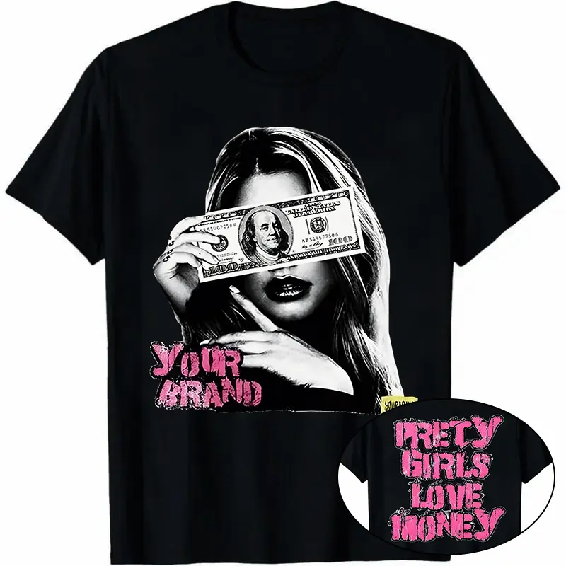 Graphic T-Shirt Viral TikTok "PRETTY GIRLS LOVE MONEY" Graphic T-Shirt, Y2K Aesthetic Oversized Streetwear Tee, Bold Print Casual Shirt, Trendy Lounge Errand Wear Top, Unisex Daily Home Outfit Fashion Piece