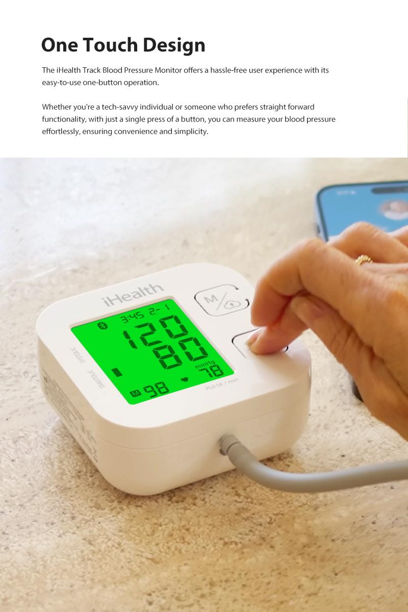 iHealth Track Smart Upper Arm Blood Pressure Monitor with Wide Range Cuff That fits Standard to Large Adult Arms, Bluetooth Compatible for iOS & Android Devices