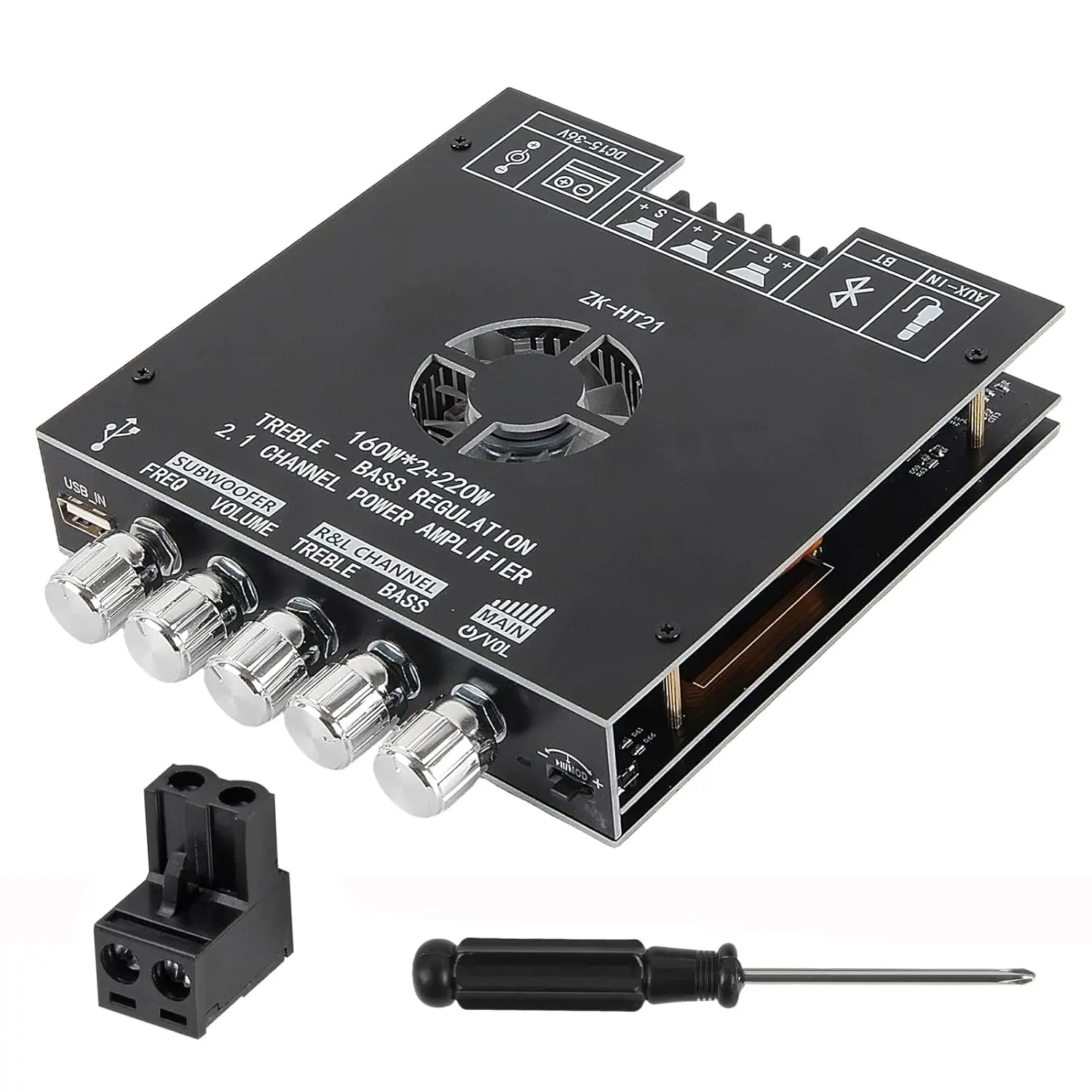 ZK-HT21 TDA7498E 2.1 Channel BT Amplifier Board - 160W Per Stereo Channel, 220W Subwoofer, External Amplifier, PA Speaker Component, Stereo Module with Bluetooth Tone, Bass Treble Adjustment for DIY Speakers, Pa Speaker Amplifier