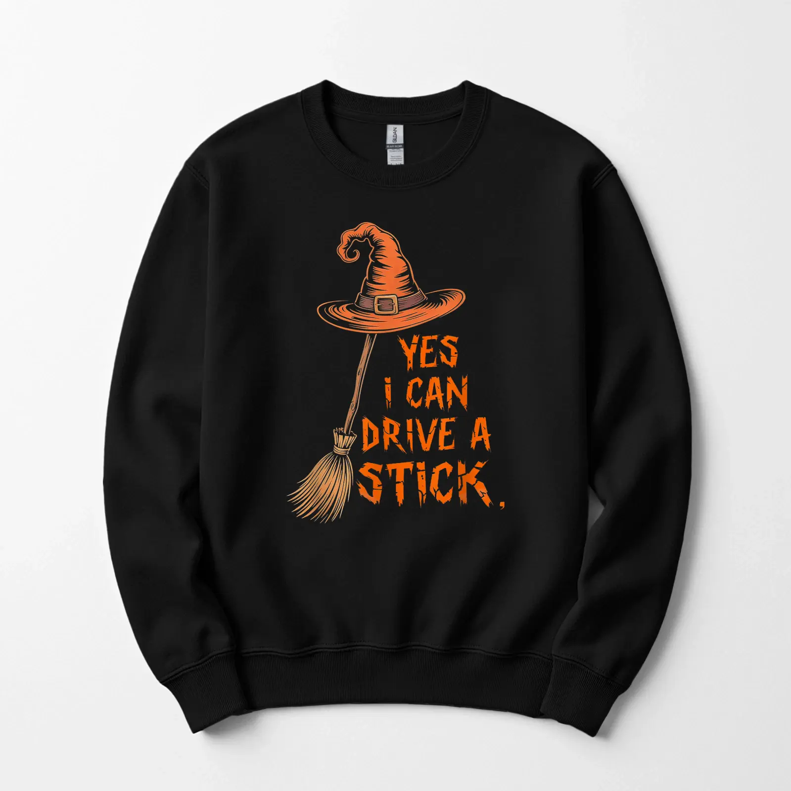 Yes I Can Drive A Stick Halloween Sweatshirt | Funny Car Driver Hoodie & T-Shirt for Men & Women | Spooky Holiday Humor