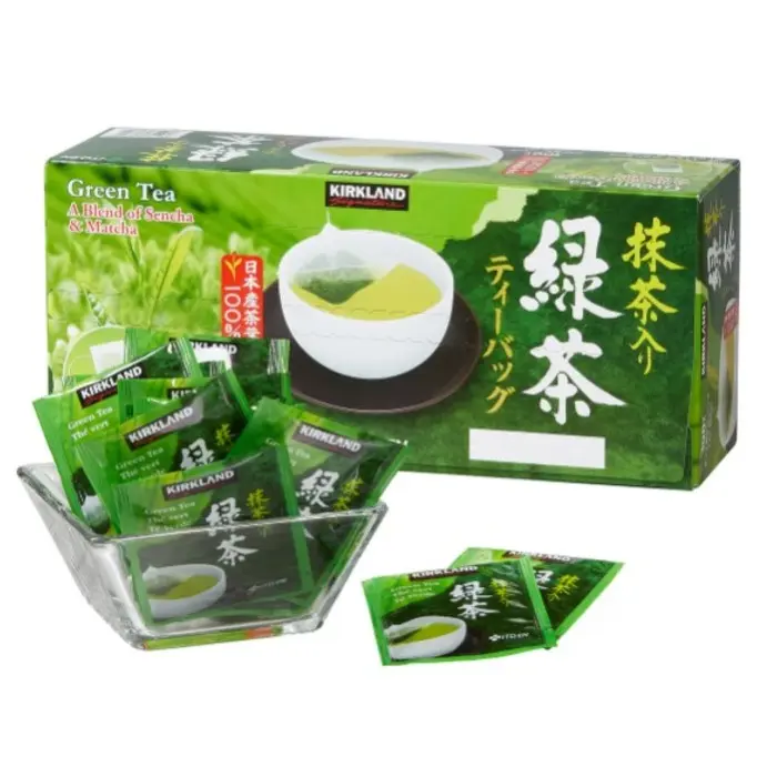Kirkland Signature Green Tea Bags 1.5 g 100-Count Hot & Cold Brewing Beverage A Blend of Sencha & Matcha from Japan Japanese Tea