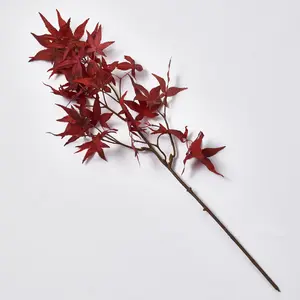 Burgundy Red Foliage Faux Japanese Maple Leaf Branch Spray - 27"