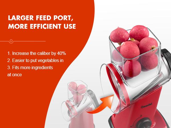 Geedel 4-in-1 Rotary Cheese Grater Multi-Purpose Kitchen Shredder with 4 Interchangeable Blades for Cheese Potatoes Carrots Cucumbers Nuts Chocolate Easy to Clean & Store