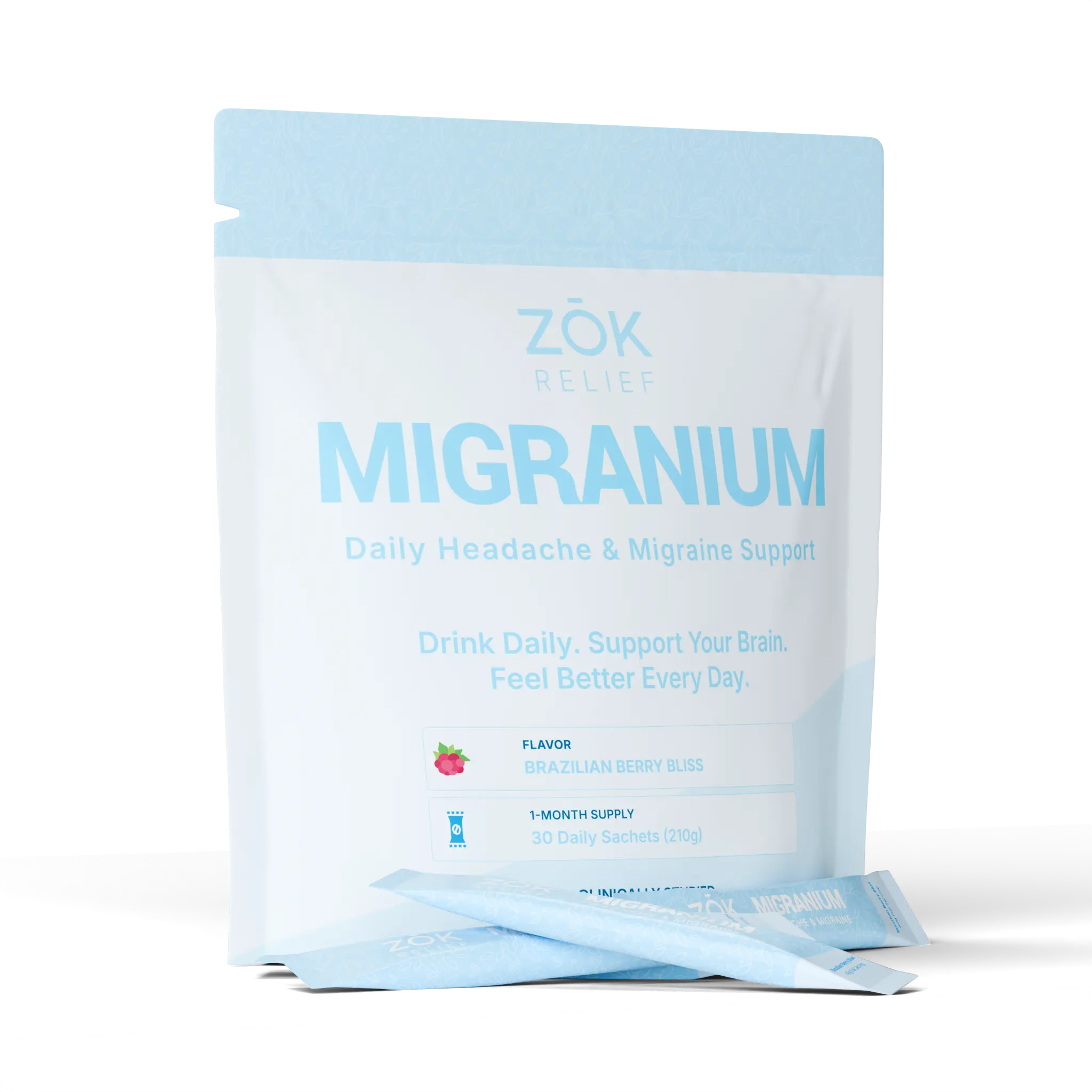Migranium: The anti-headache powder with magnesium, vitamins & brain-boosting formula. Neurologist-backed dietary supplement for deep relief (Brazilian Berry Bliss)