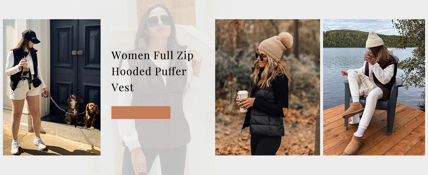 Tanming Womenswear Puffer Vest with Removable Hood | Lightweight Zip Up Vest with Detachable Hood and Pockets Casual Fall Winter Spring Sleeveless Outerwear Outfit