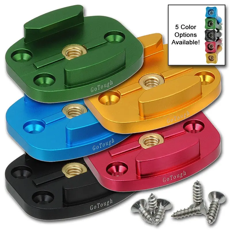 Fotodiox Pro GoTough QR Mount w/ Screw Holes - Aluminum 1/4"-20 Tripod Mount w/ Screw Holes (choose from 5 colors) for GoPro HERO Mounting Buckle System