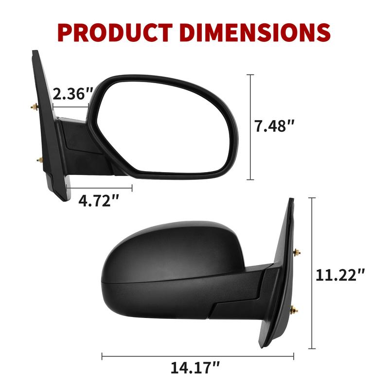 【Springtok】YITAMOTOR Right/Left Passenger Side Mirror Compatible with 08-14 Silverado Sierra 2500 3500, 07-13 Silverado Sierra 1500, Manual Folding Black