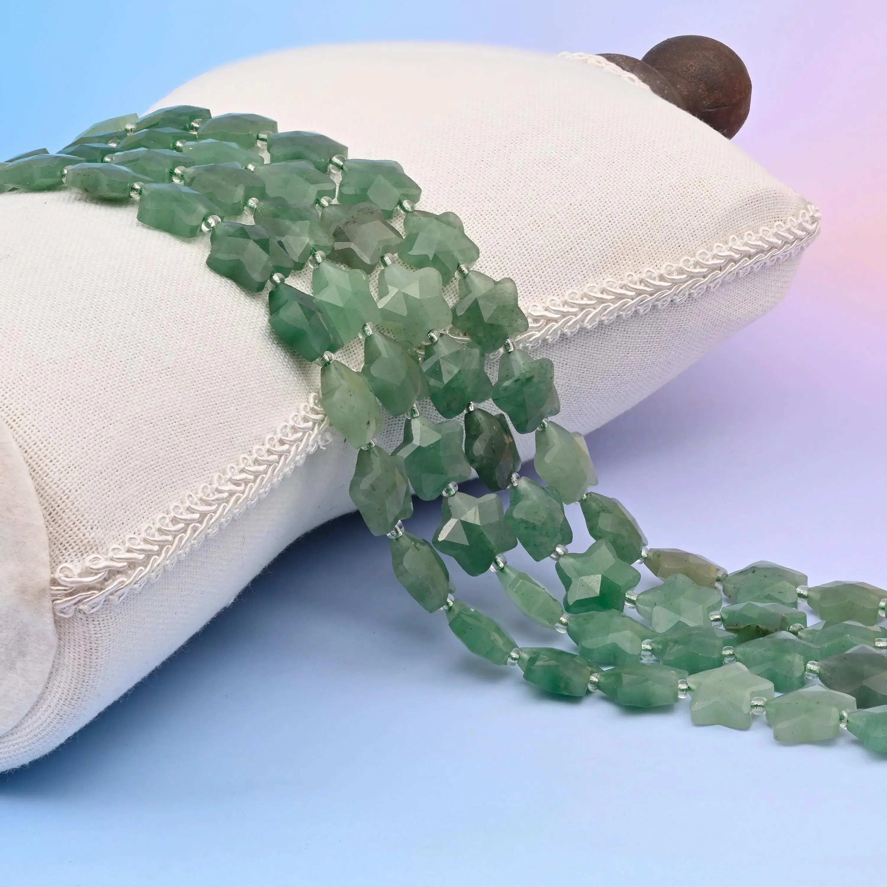 Green Aventurine Natural Stone 5-Pointed Faceted Star-Shaped Beads, 14mm, 15.5in Strand, Good Luck-Promoting DIY Jewelry Making Supplies