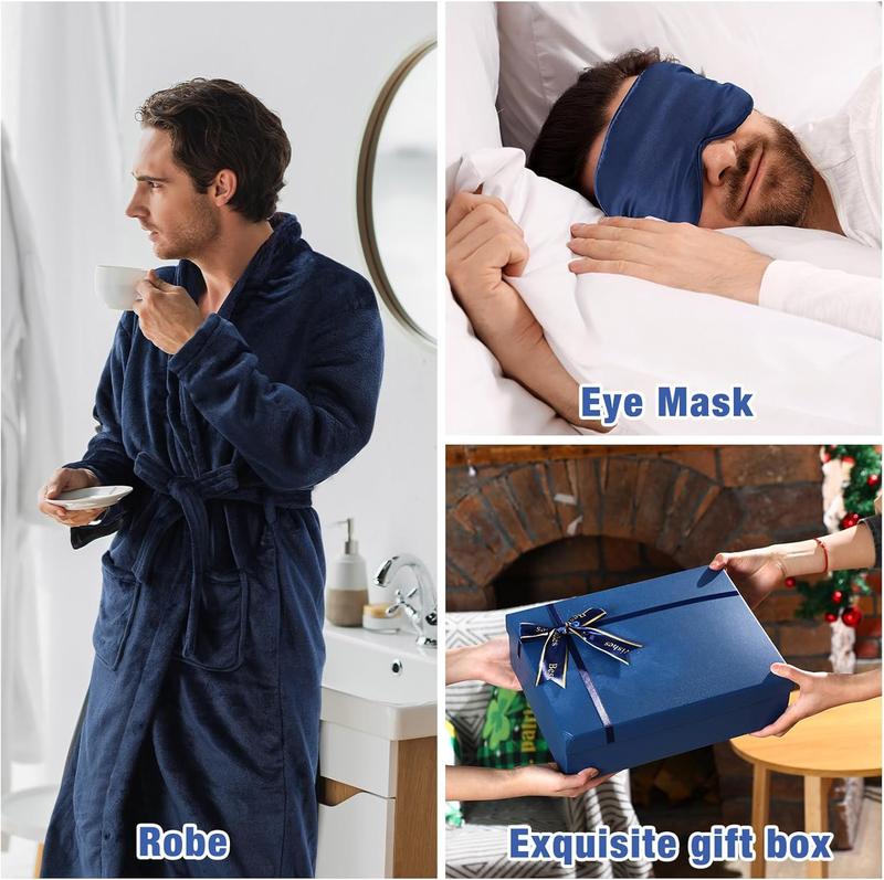 10 Pcs Valentine Gift for Men Dad Gift Set with Leather Tray Tumbler Toiletry Travel Bag Sock Scented Candle Wood Knife, Leather Gift Box From Son Daughter Wife for Father's Day Holiday Anniversary Birthday