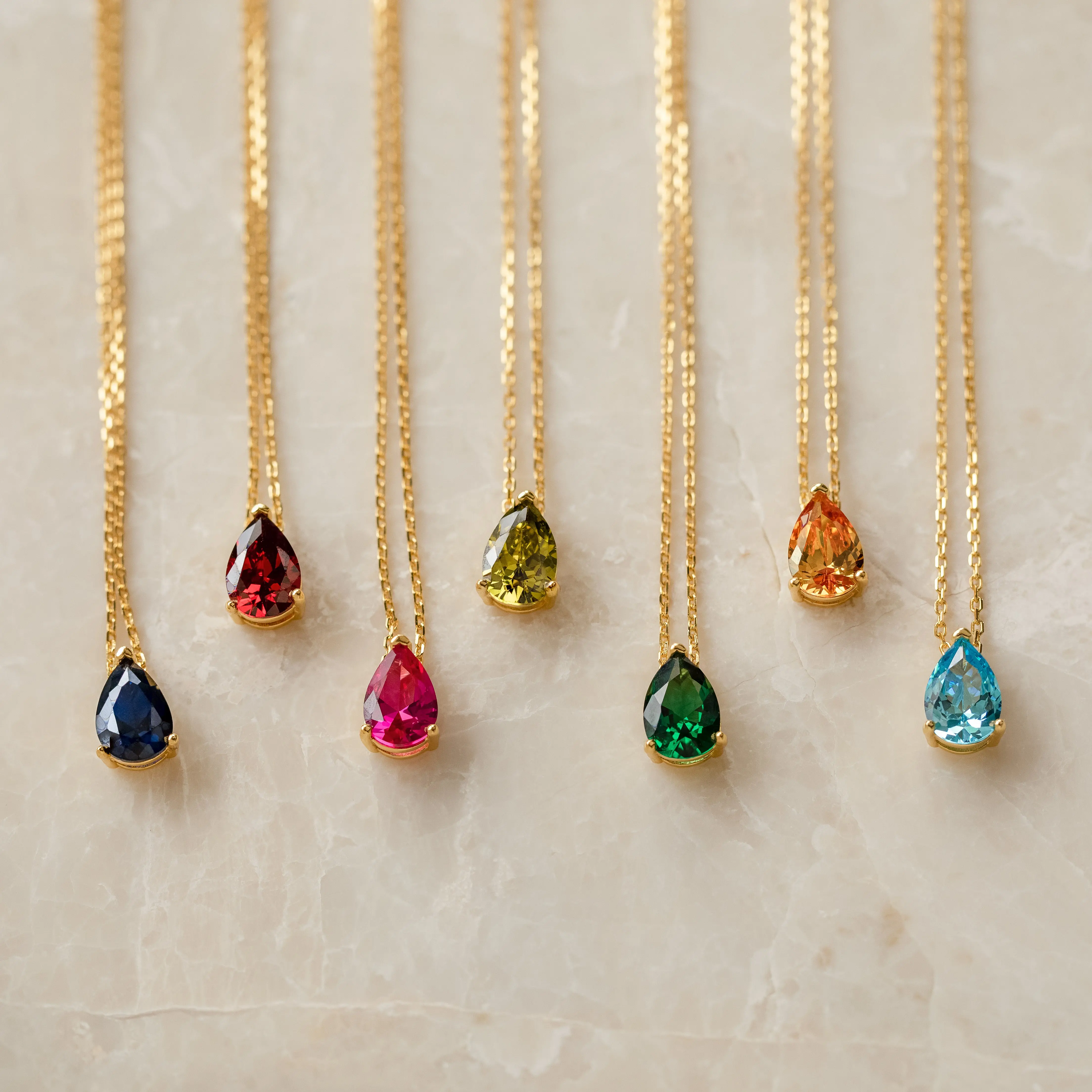 Ophelia Birthstone Necklace by Caitlyn Minimalist - Custom Teardrop Gemstone Necklace in 18K Gold - Dainty Jewelry - Birthday Gift