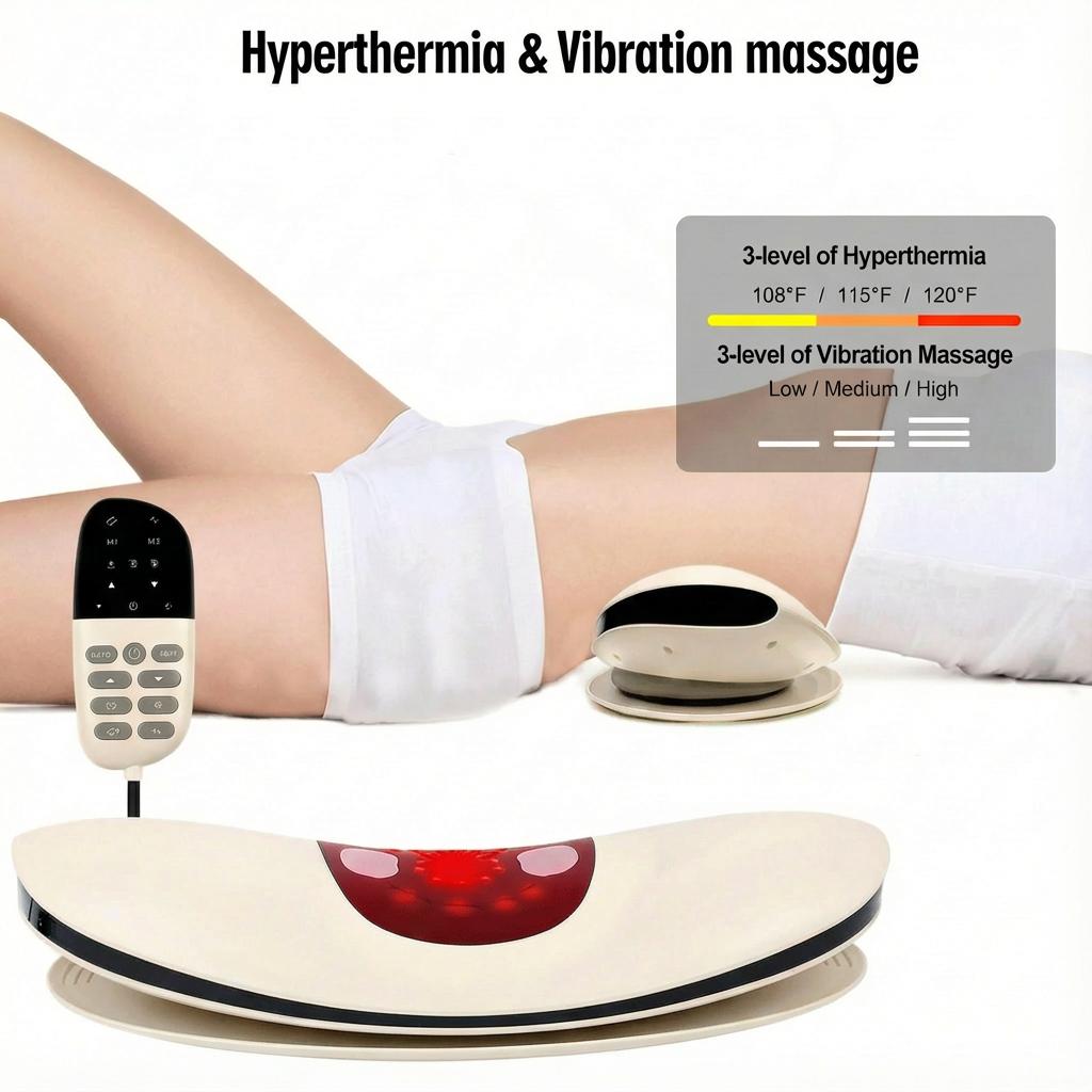 Adjustable lumbar support belt with heating function, low-frequency lumbar massager, multi-functional back and waist massager, back traction device, lumbar comfort care, 12-level electrotherapy function, 3-level vibration massage, Valentine's Day gift.