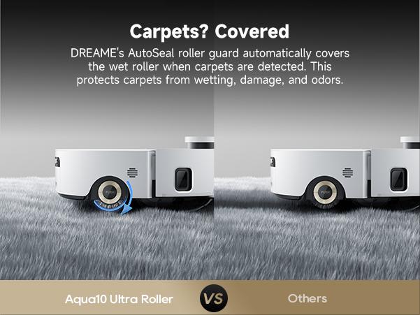 DREAME Aqua10 Ultra Roller Robot Vacuum and Mop & 30,000Pa Suction, Self-Cleaning Dock & Extending Roller Mop, Heat-Washes & Dries, Carpet Protection, AI Camera & LiDAR Avoidance Tech, Voice Control