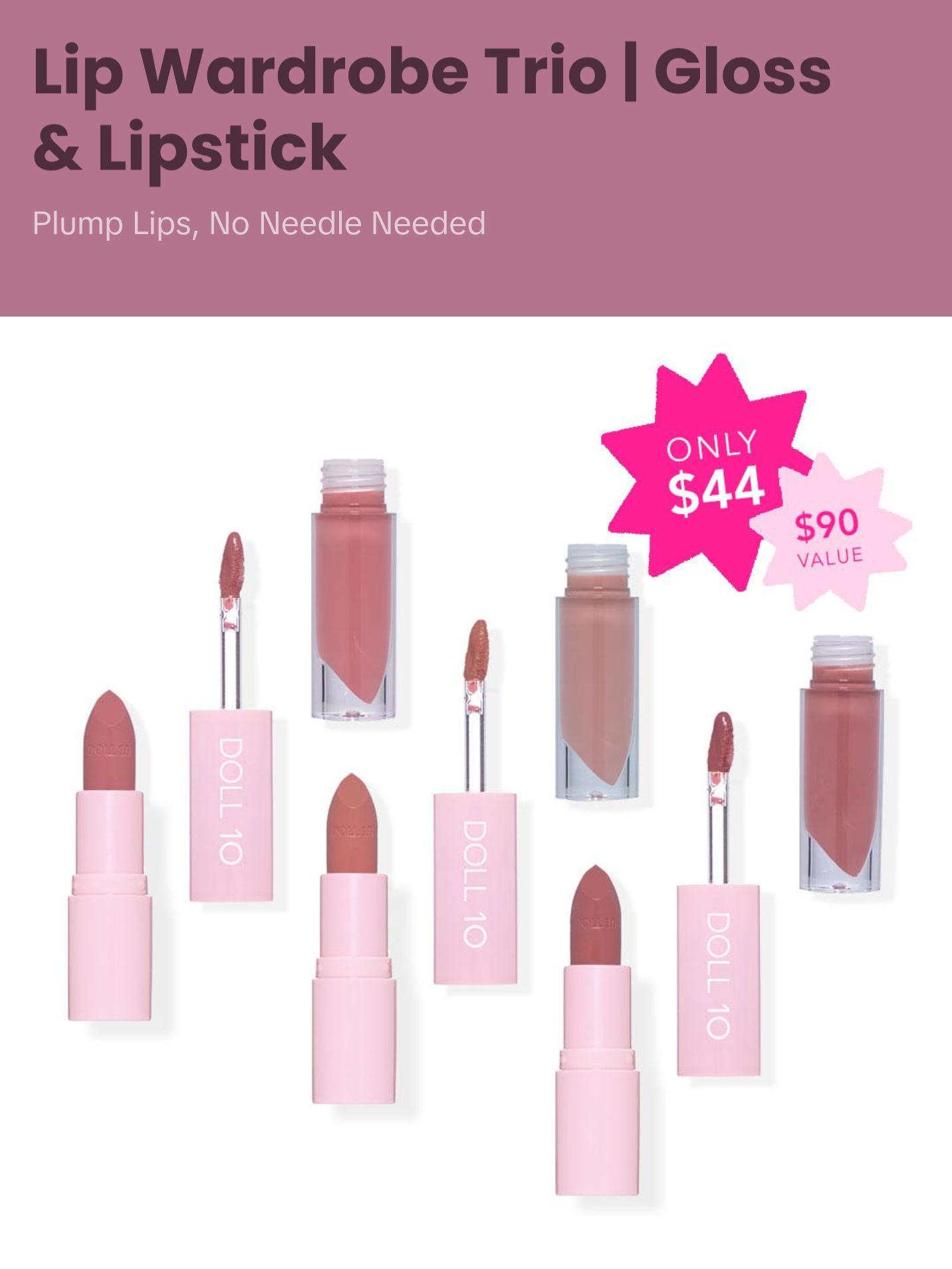 Your Lips But Plumper Lip Wardrobe Trio | Double-ended Lipgloss and Lipstick Duos