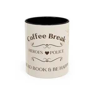Coffee Break Police Heroes mug | Accent coffee mug 11oz 15oz, Real Heroes Mug for, Father's Day gift, Mother's Day gift, Christmas gift, Thanksgiving, for Grandpa, Retired PD, Detectives, FBI, CIA,...