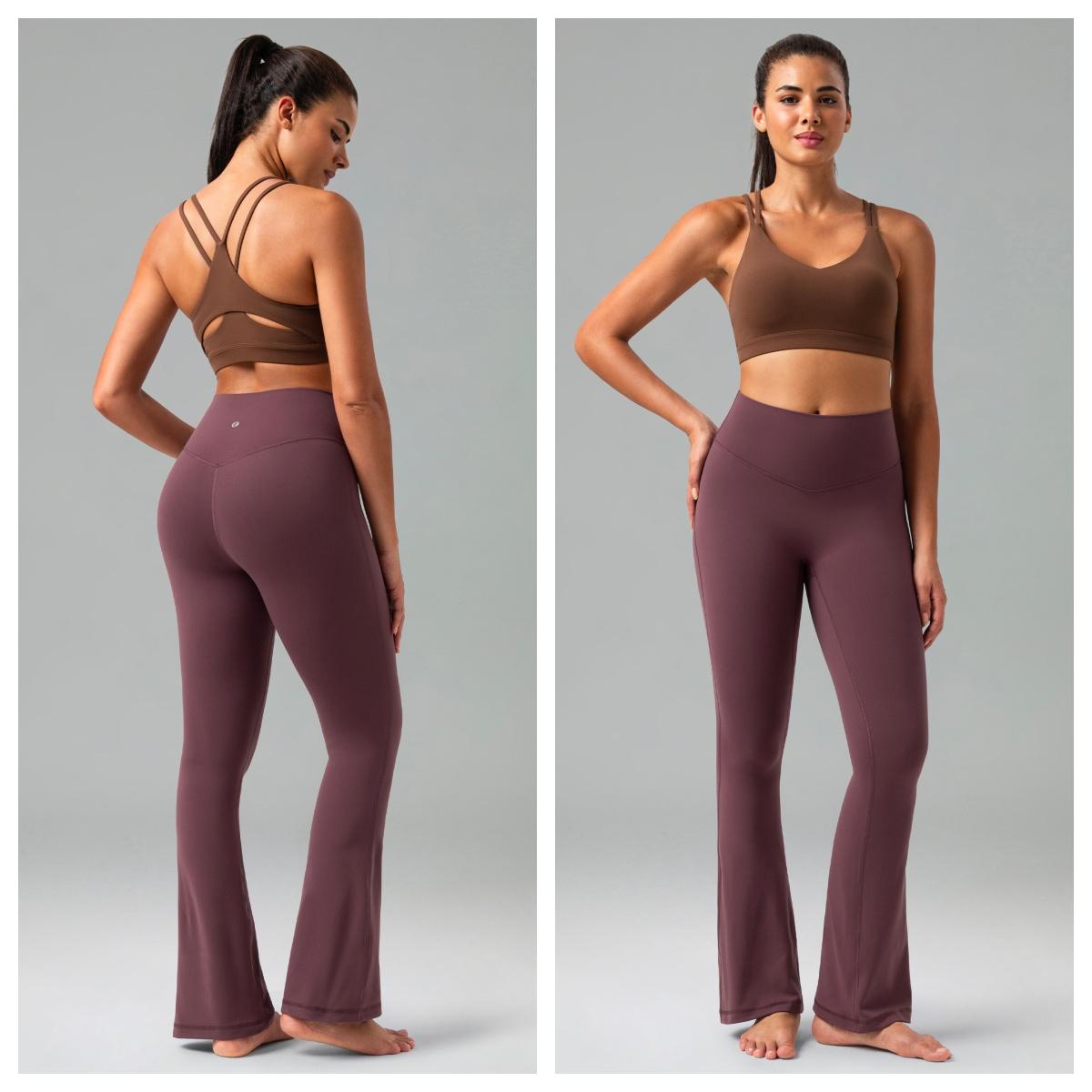 Colorfulkoala Dreamlux No Front Seam Mini Flare Leggings for Women, Seamless High Waisted Buttery Soft Yoga Pants Activewear