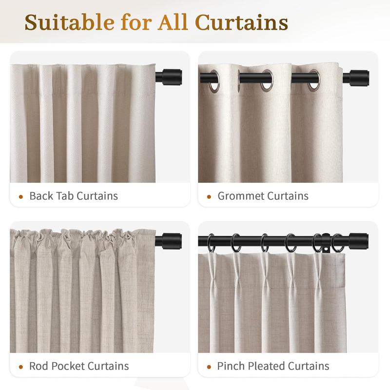 Inovaday Heavy Duty Stable Curtain Rods for windows, Adjustable Window Rod with Finials, 1 Inch Drapery Rod for Bedroom, Living Room, Outdoor Patio