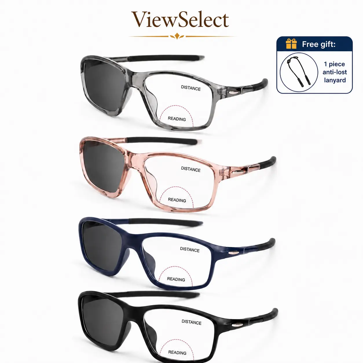 ViewSelect Bifocal Photochromic Non-Prescription Reading Glasses for Men & Women - Light-Adaptive, Lightweight Eyewear with Clear Upper Viewing Area & Lower Reading Zone