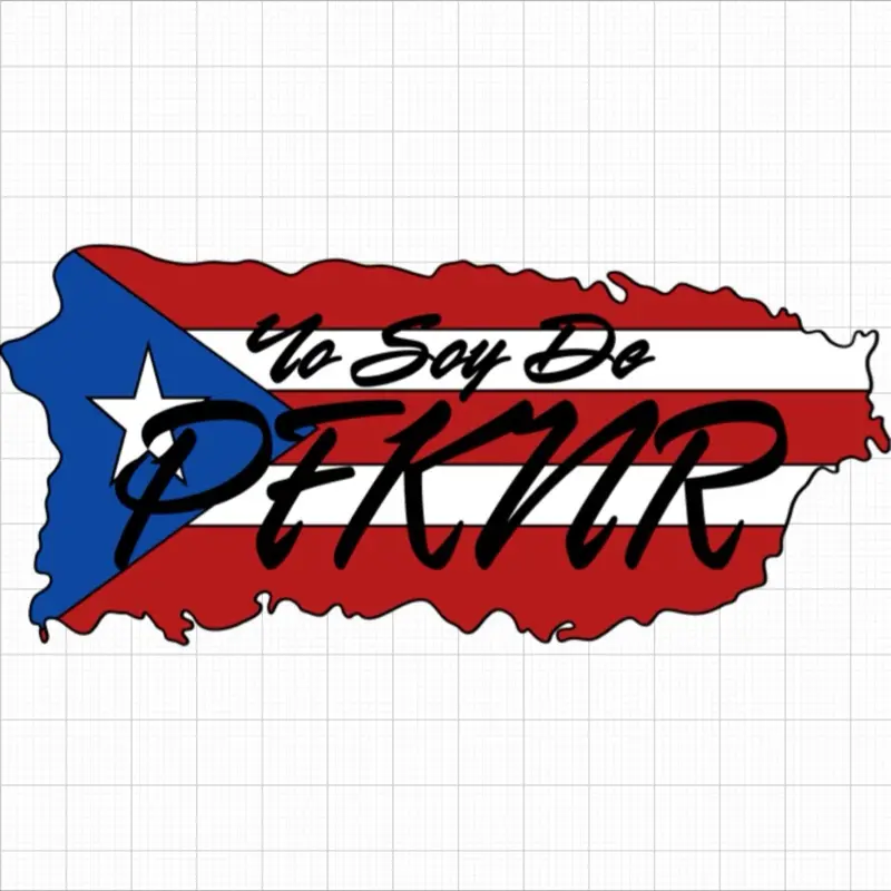 Sticker Personalized - 2 YO SOY DE PFKNR Design with Puerto Rican Flag Colors and Text