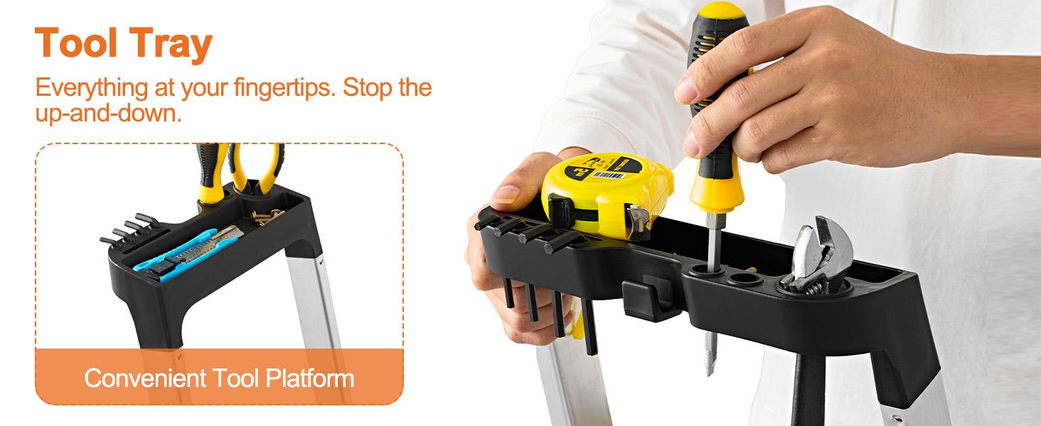 Step Ladder, Folding Step Stool with Anti-Slip Wide Pedal Handrails, Aluminum Stool Ladders, Safety Household Ladder for Home Kitchen Courtyard Outdoor