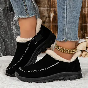 Women's Winter Walking Boots, Warm Faux Fur Lining, Non-Slip Sole, Comfortable Indoor/Outdoor Winter Shoes. US Local Warehouse, Timely Delivery. Black Style.