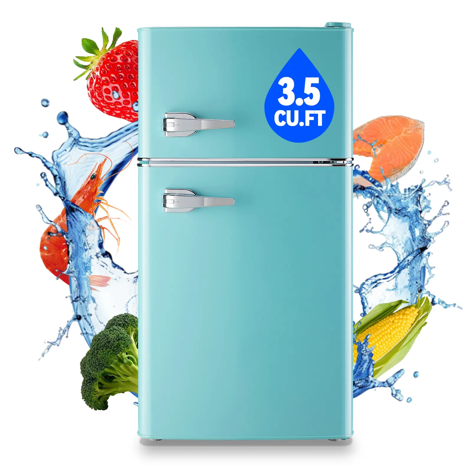 TACOOL 3.5 Cu.ft Retro Compact Mini Fridge Cooler with Bottom Freezer, 2-Door Dual Zone Refrigerator with 7 Adjustable Temp for Home Use, Ideal for Storing Milk, Eggs & Freezing Food, Bottom Freezer Fridge
