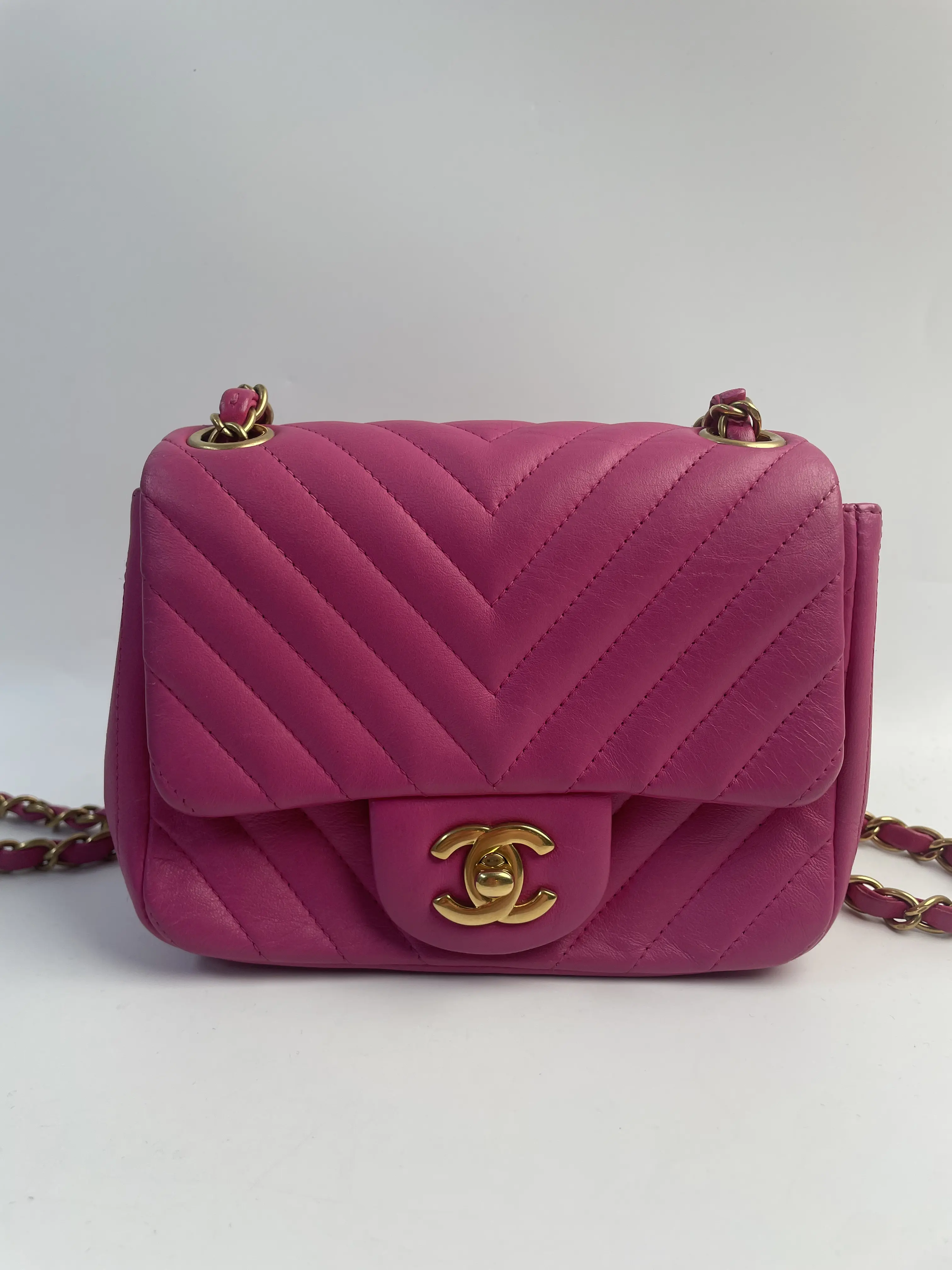 Pre-owned CHANEL leather Crossbody Bags Mini Square Classic Flap CF（BF 12） XP00381