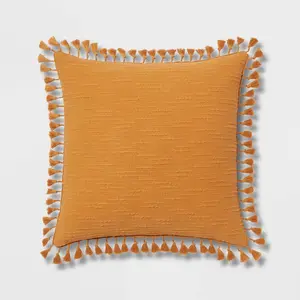 Euro Textured Slub Tassel Decorative Throw Pillow Dark Gold - Threshold
