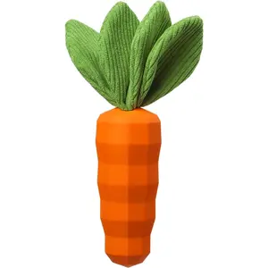 Dog Squeaky Chew Toys for Aggressive Chewers, Rubber Carrot Dog Toys for Training and Cleaning, Durable Interactive Tough Dog Toy for Puppy Medium Dogs