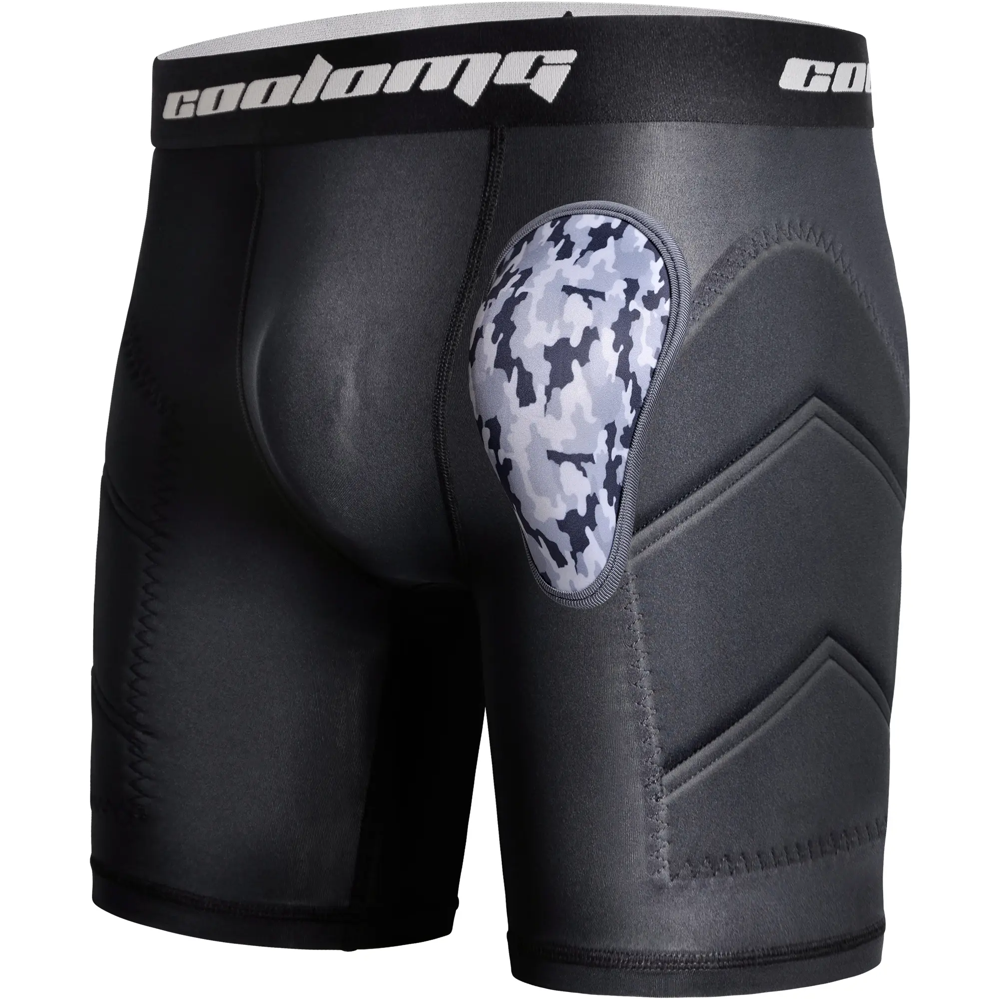 COOLOMG Male Youth Fitted Compression Sliding Shorts - Padded Thighs, Protective Cup, Moisture-Wicking Sport Specific Clothing for Baseball, Lacrosse
