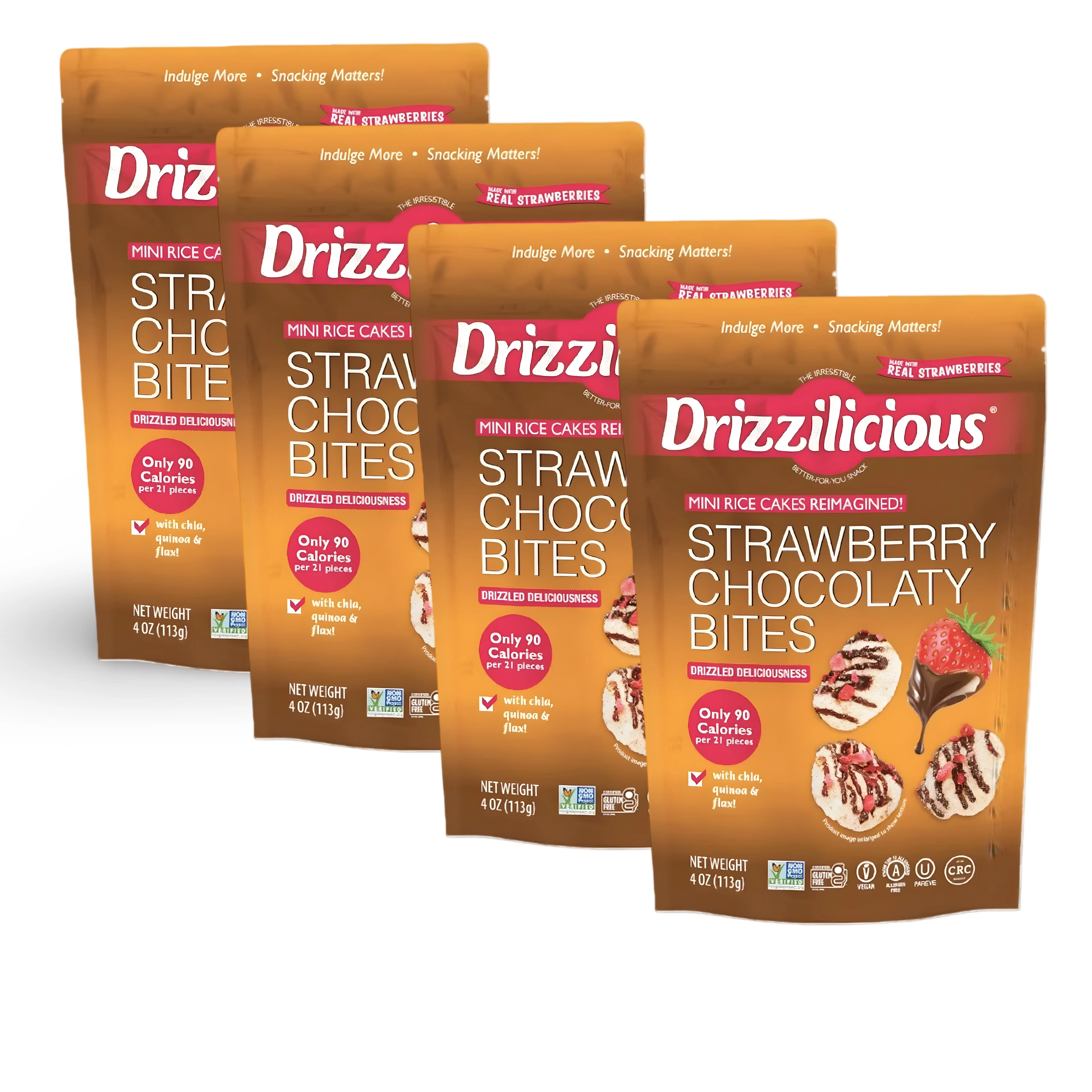 Drizzilicious Mini Rice Cake Bites – Chocolate Strawberry Flavor | 4 ...
