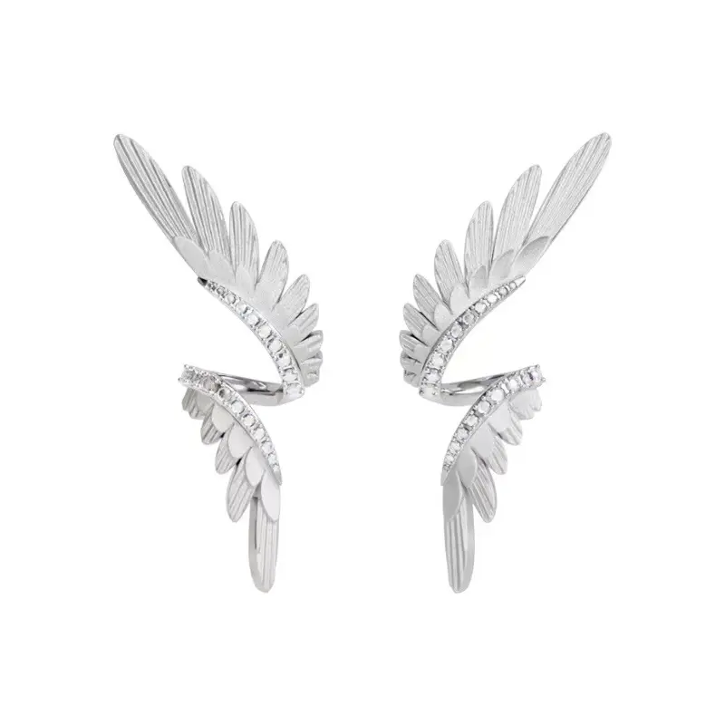 Angel Wings Stud Earrings for Men Women Streetwear Punk Hip Hop Unisex Style