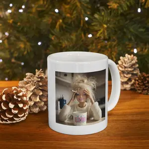 [MADE IN US] Funny Doll Face Mug Gift For Woman, Unhinged Meme Mug, Disgusted Doll Meme Coffee Cup, Sarcastic Reaction Gift, Weird Humor Tea Cup