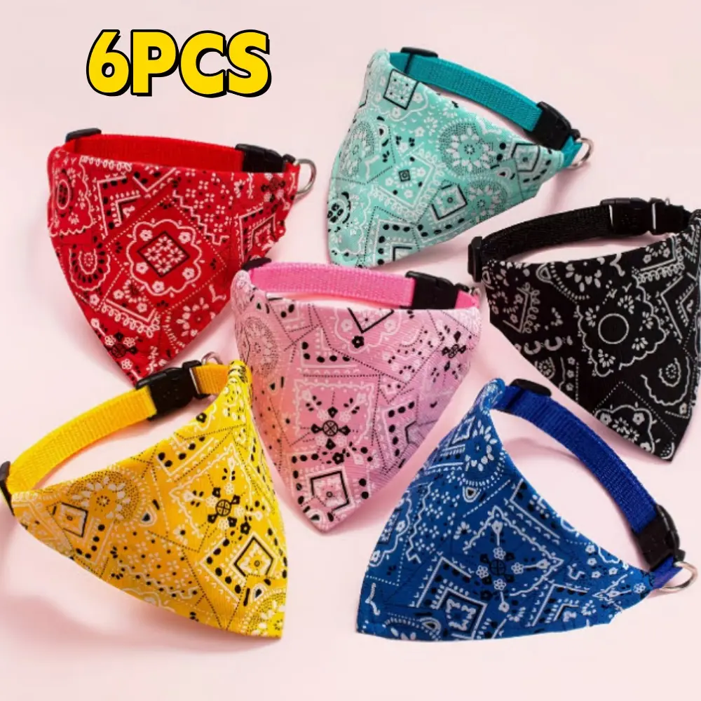 6Pack Adjustable Dog Bandana | Dog Saliva Towel Cat Bandana Collars with Removable Bow Tie for Cats Puppy Pet Accessories headband stretchy luxury