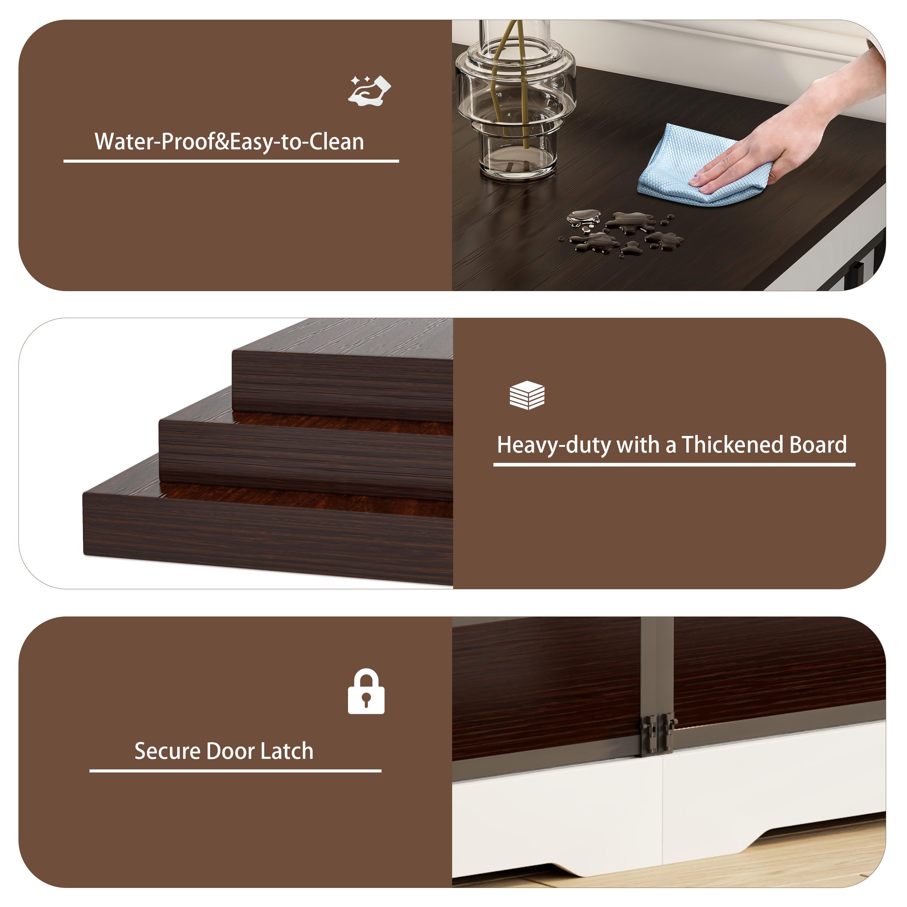 78 Inch Double Dog Crate Furniture, Heavy Duty Extra Large Cage Furniture with Divider for 2 Dogs, Decorative Wooden and Steel Kennel Furniture Indoor, Pet House for Medium,Large Dogs,White