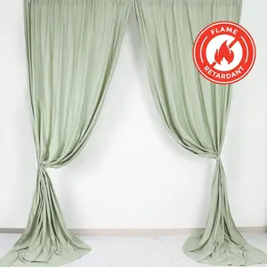 2 Pack 5ftx10ft Sage Green Scuba Polyester Backdrop Drape Curtains, Durable Flame Resistant Event Divider Panels Wrinkle Free With Rod Pockets