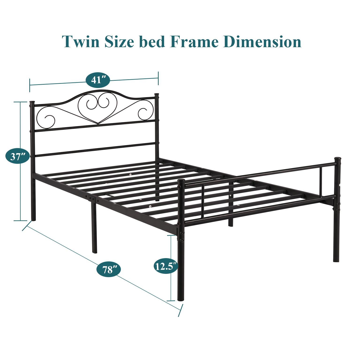 VECELO Bed Frame Metal Platform Twin Full Queen Size with Headboard Steel Slat Support No Boxing Spring Needed Noise-Free Easy Assembly,White,Pink Bedroom Furniture