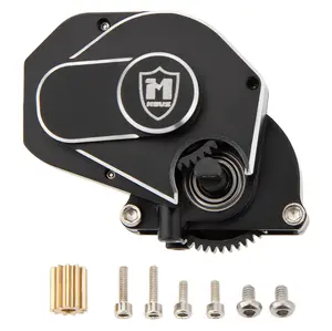 MEUS Racing SCX24 Brushed Transmission Aluminum Complete Gearbox for 1/24 Axial SCX24 RC Crawler (Black)