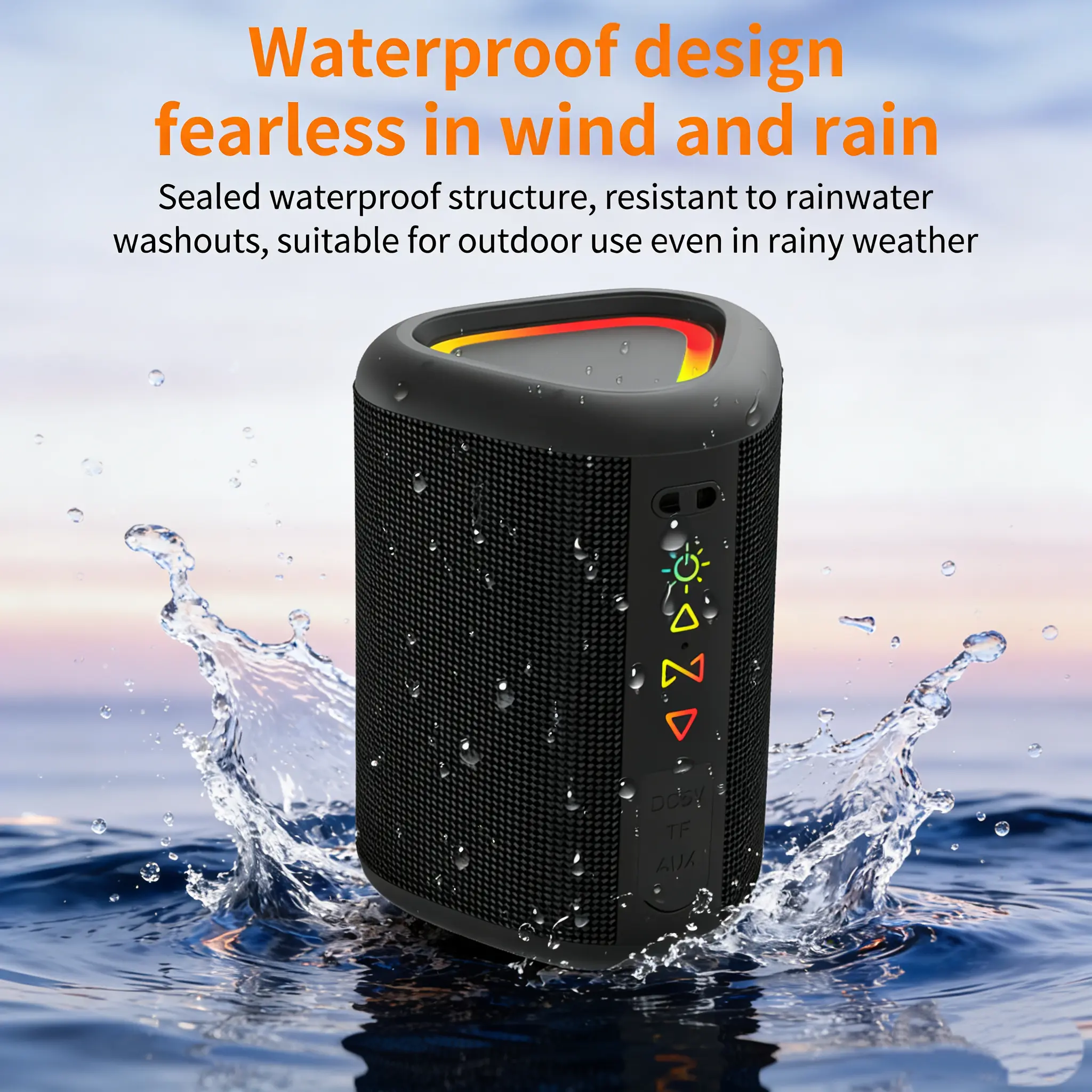CYBORIS Bluetooth Portable Lightweight Speaker with LED Light, Waterproof Weatherproof Loudspeaker System, 1-Handed Use, Colorful Lighting, Long-Lasting Batteries, USB Type-C, Black Audio (SummerWins DealsForYouDays),back to school,back to school haul