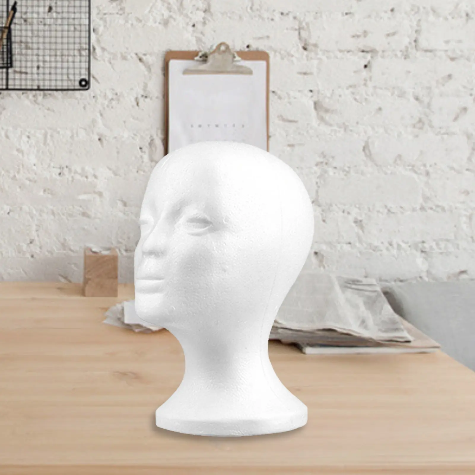 Women's Stylish Foam Construction Mannequin Head - 53cm, 26cm, Female Shape, Ergonomic Base Design, Stable, Smooth, Easy to Clean, Versatile Display for Hats, Glasses, Wigs - Ideal for Home/Salon Use