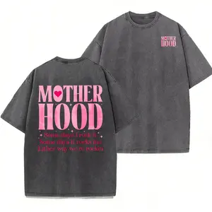 Washed Cotton Mom Life T-Shirt – Relaxed Fit, Oversized, Perfect Gift for Mother's Day Womenswear Top Tshirt Streetwear Summer Crewneck Shortsleeve