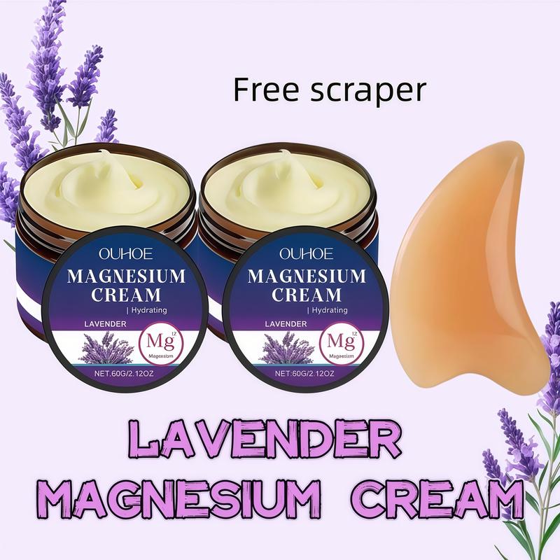 Buy One Get One Free Lavender Magnesium Cream with Scraping Board, Contains Hyaluronic Acid and Coconut Oil, Moisturizes, Smooths, Firms Skin, Suitable for Hands, Feet, and Abdomen, Daily Skincare, Body Lotion, Moisturizer