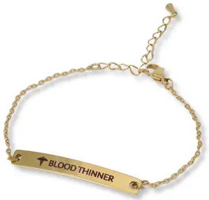 ⚕️BLOOD THINNER Elegant Medical Alert Bar Bracelet Adjustable Chain