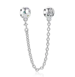 Safety Chain Charm – Secure Bracelet Connector with Decorative Castle Design