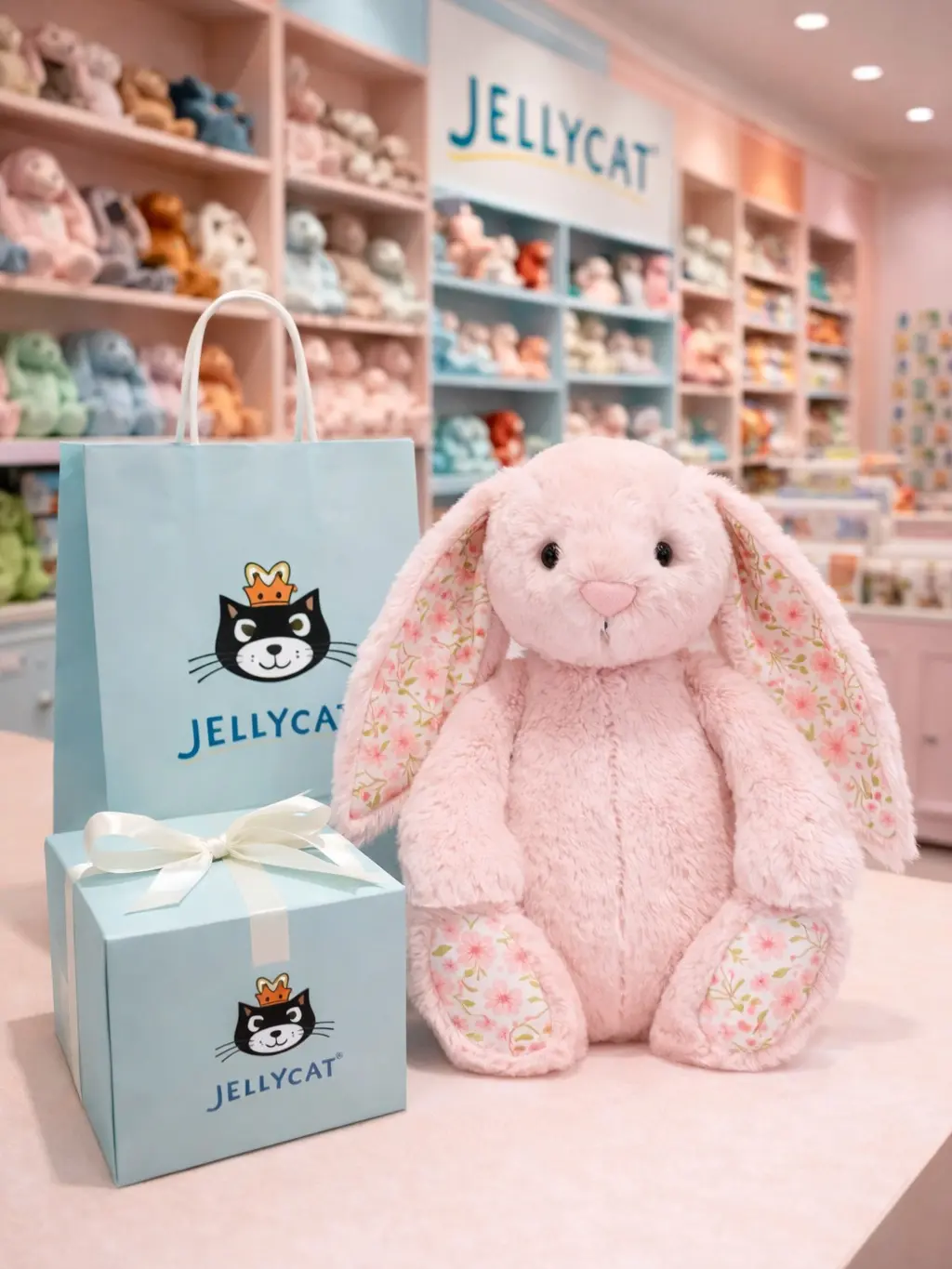 Jellycat Floral Ear Bunny Plush, Cute Bashful Rabbit Stuffed Animal, Soft Bunny Toy with Flower Ears, Baby Gift, Birthday Gift, Easter Plush