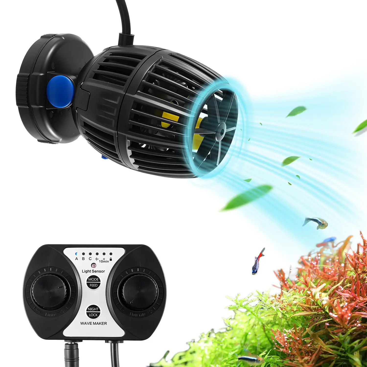 【SummerFinds】VEVOR Aquarium Wave Maker,  40W, 3963 GPH Quiet and Strong DC Powerhead, Adjustable Fish Tank Circulation Pump with Controller, Strong Magnetic Base, 360° Rotating Wavemaker, for Freshwater Saltwater