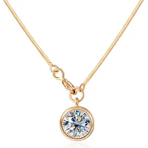 (Round Neclace）925 Sterling Silver Synthetic Moissanite Necklace